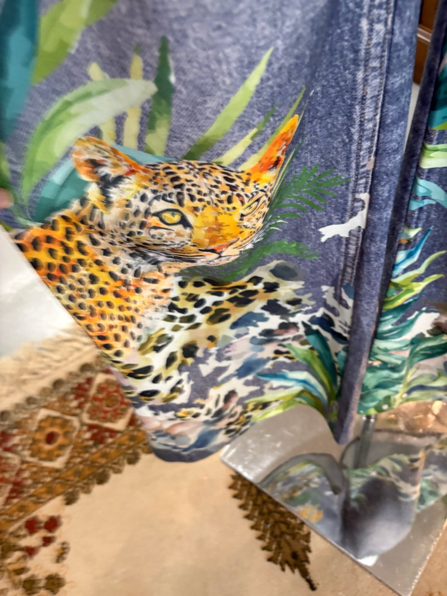 Safari Pants with Pockets and Elastic Waist printed on Faux denim