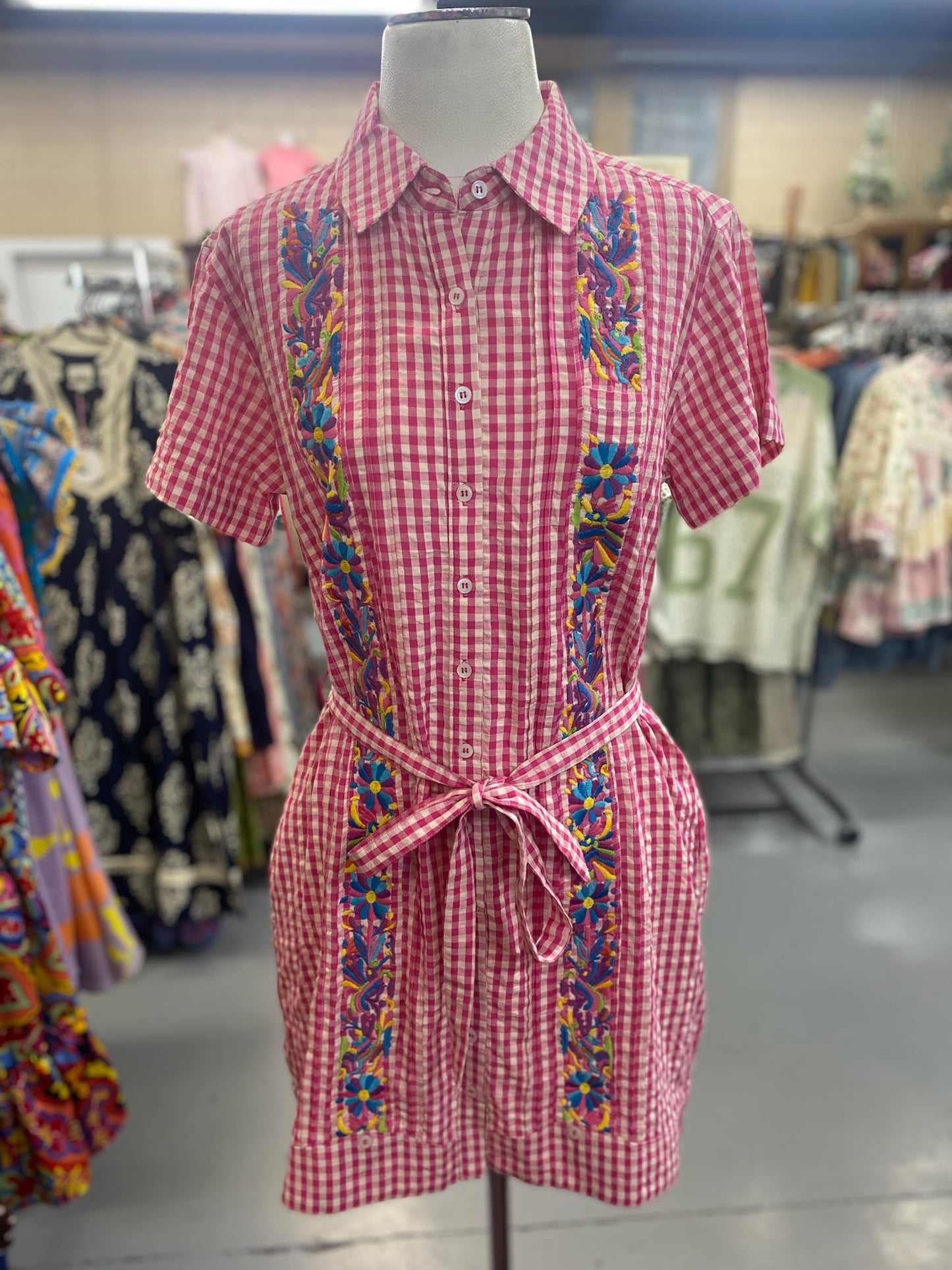 Dominga Dress in Pink Check