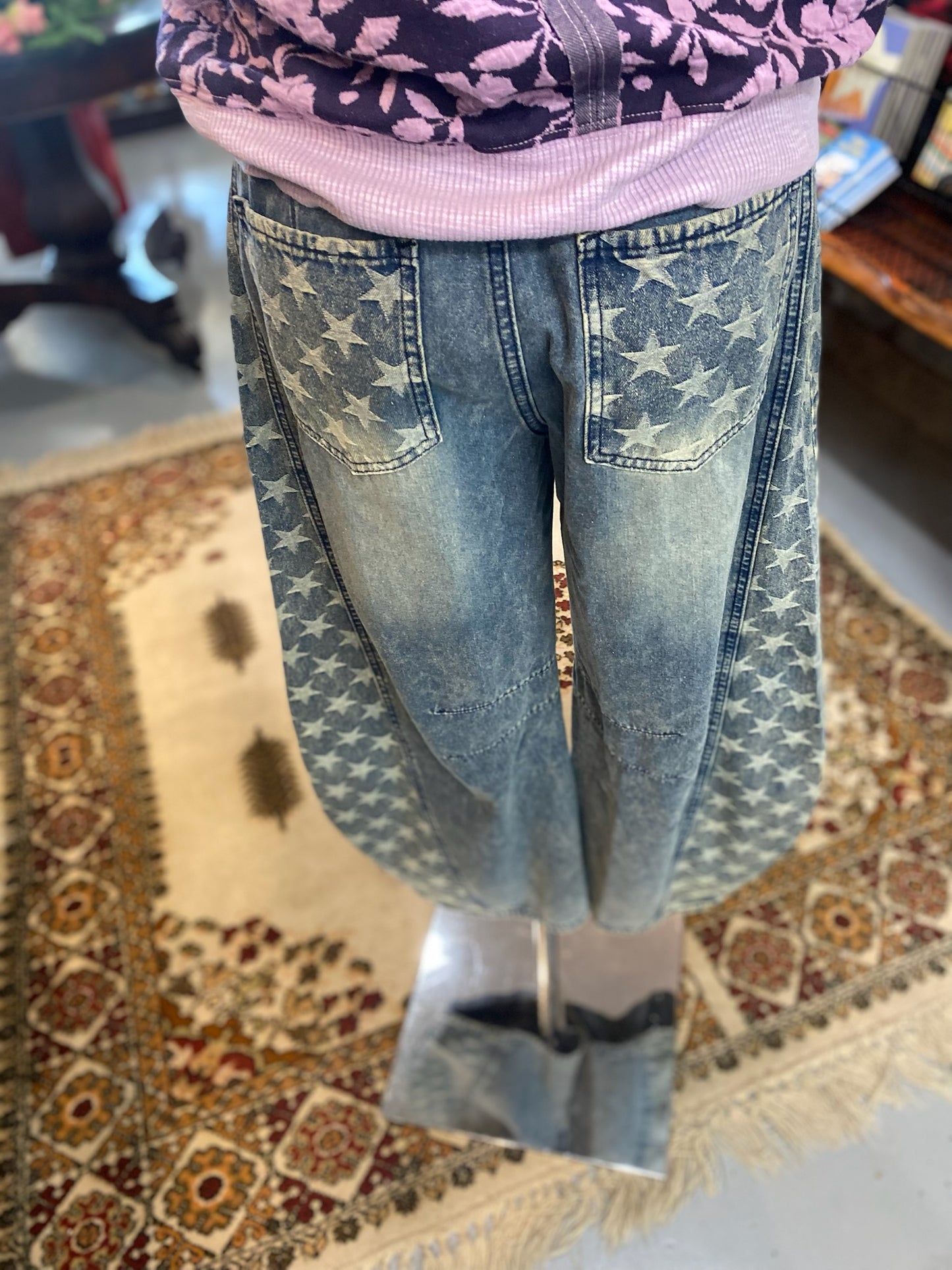 Star Mix Wash Barrel Jeans