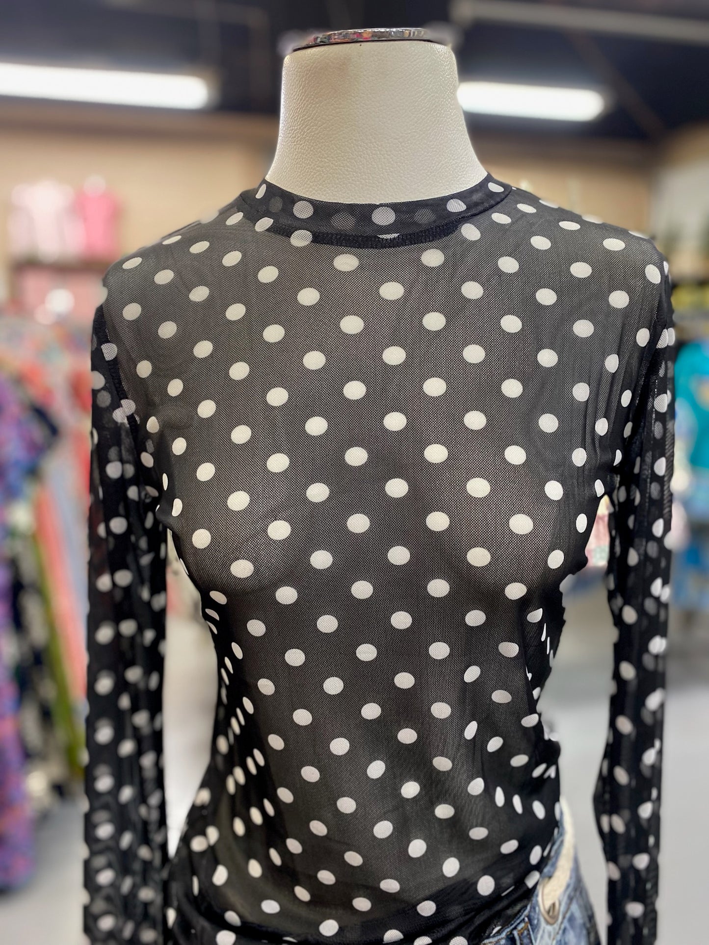 Polka Dot Mesh in Black