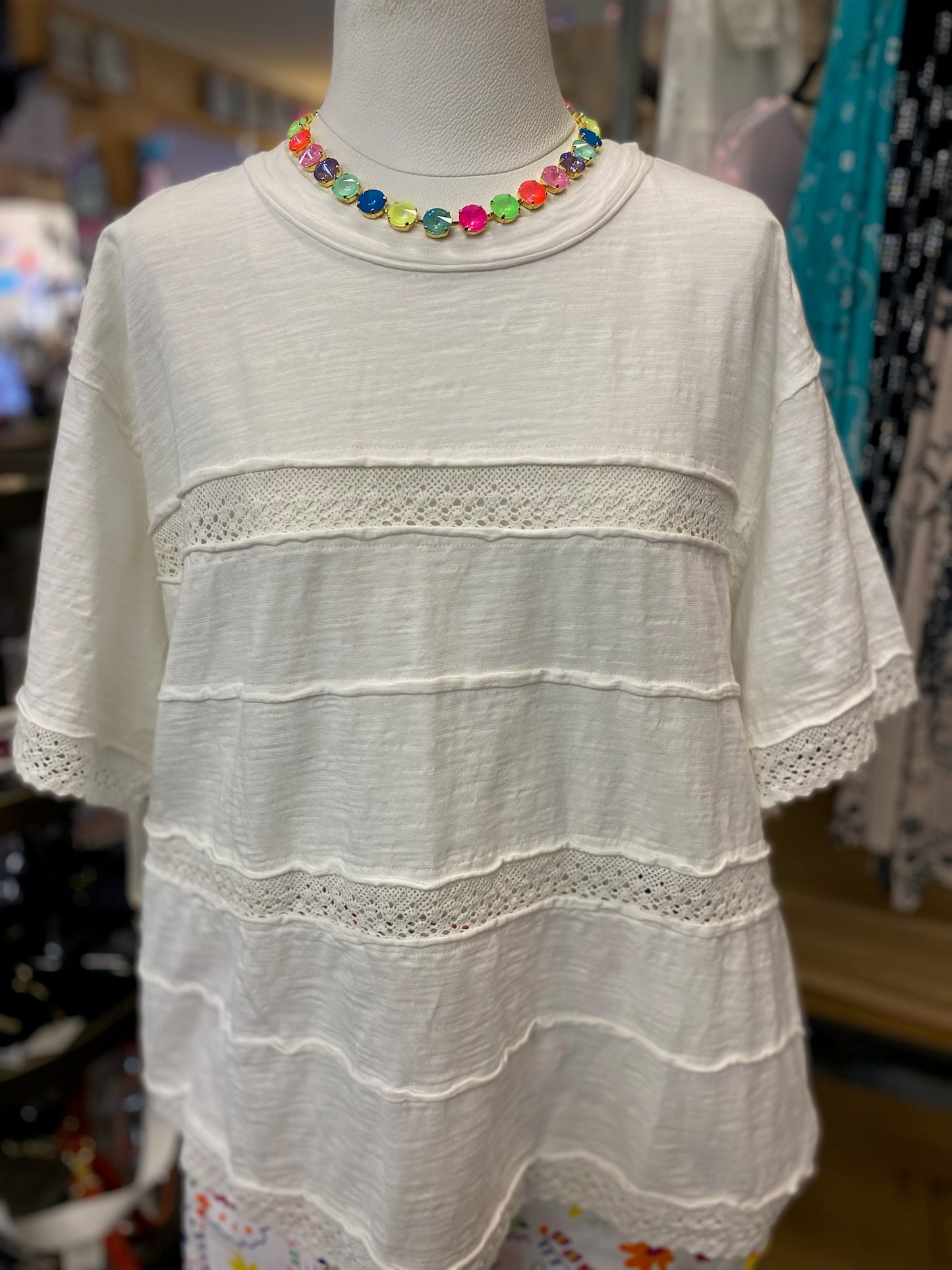 White Lace Top with pockets