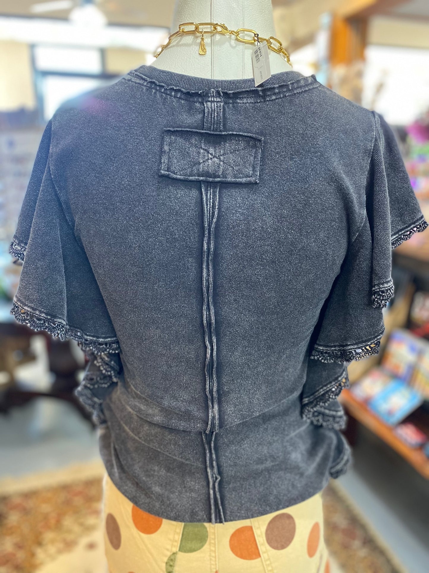 Martha Top Black Mineral Washed