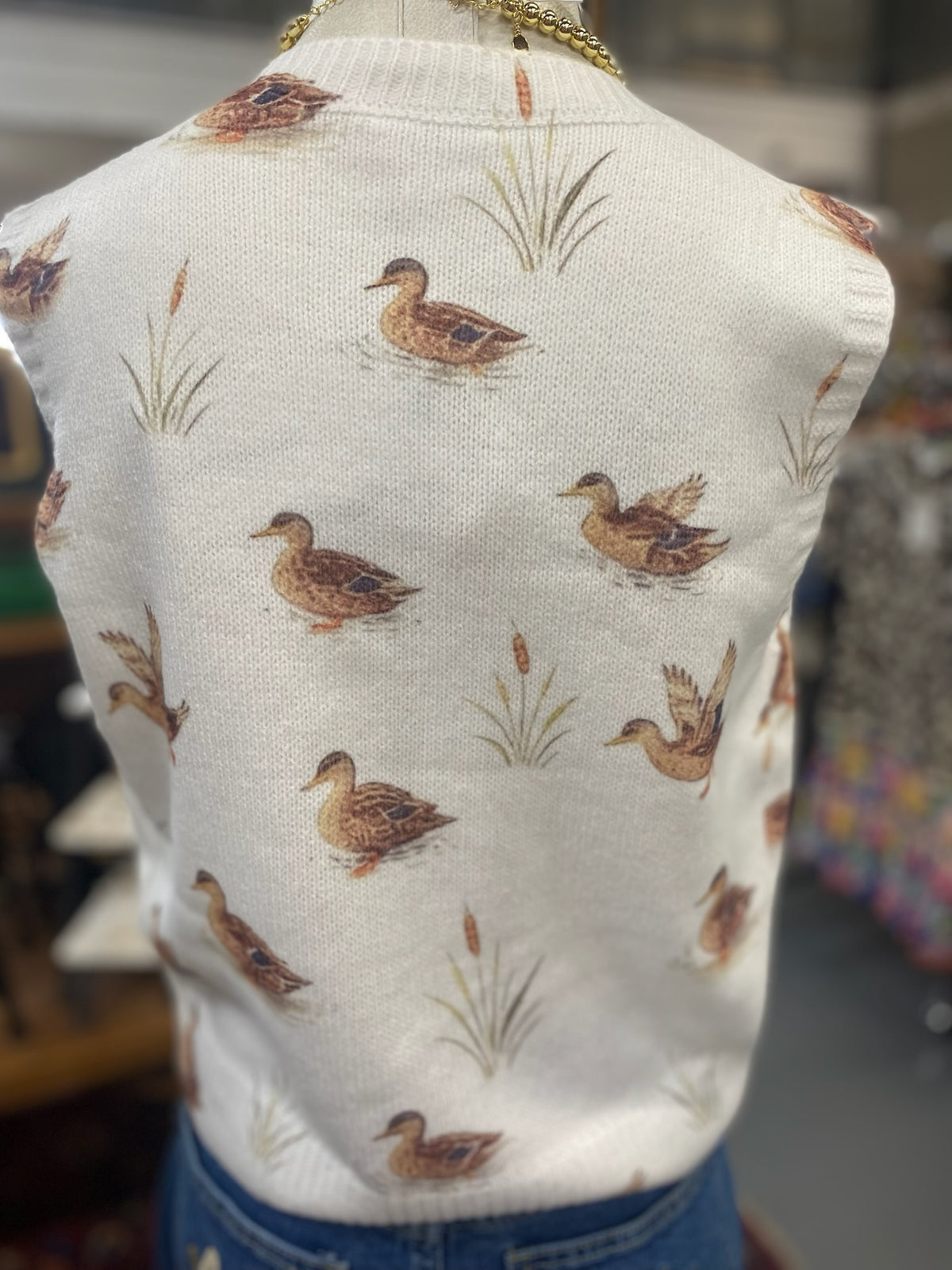 Mallard Sweater Vest in Ivory