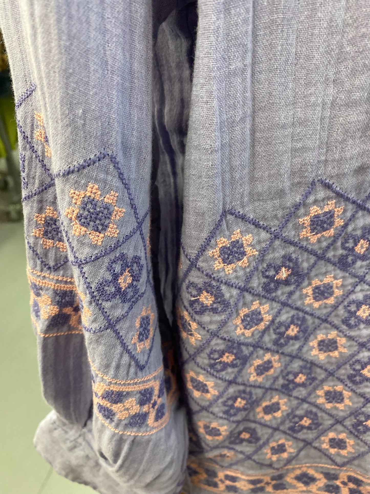 Gauze Cross Stitch Top with Embroidery