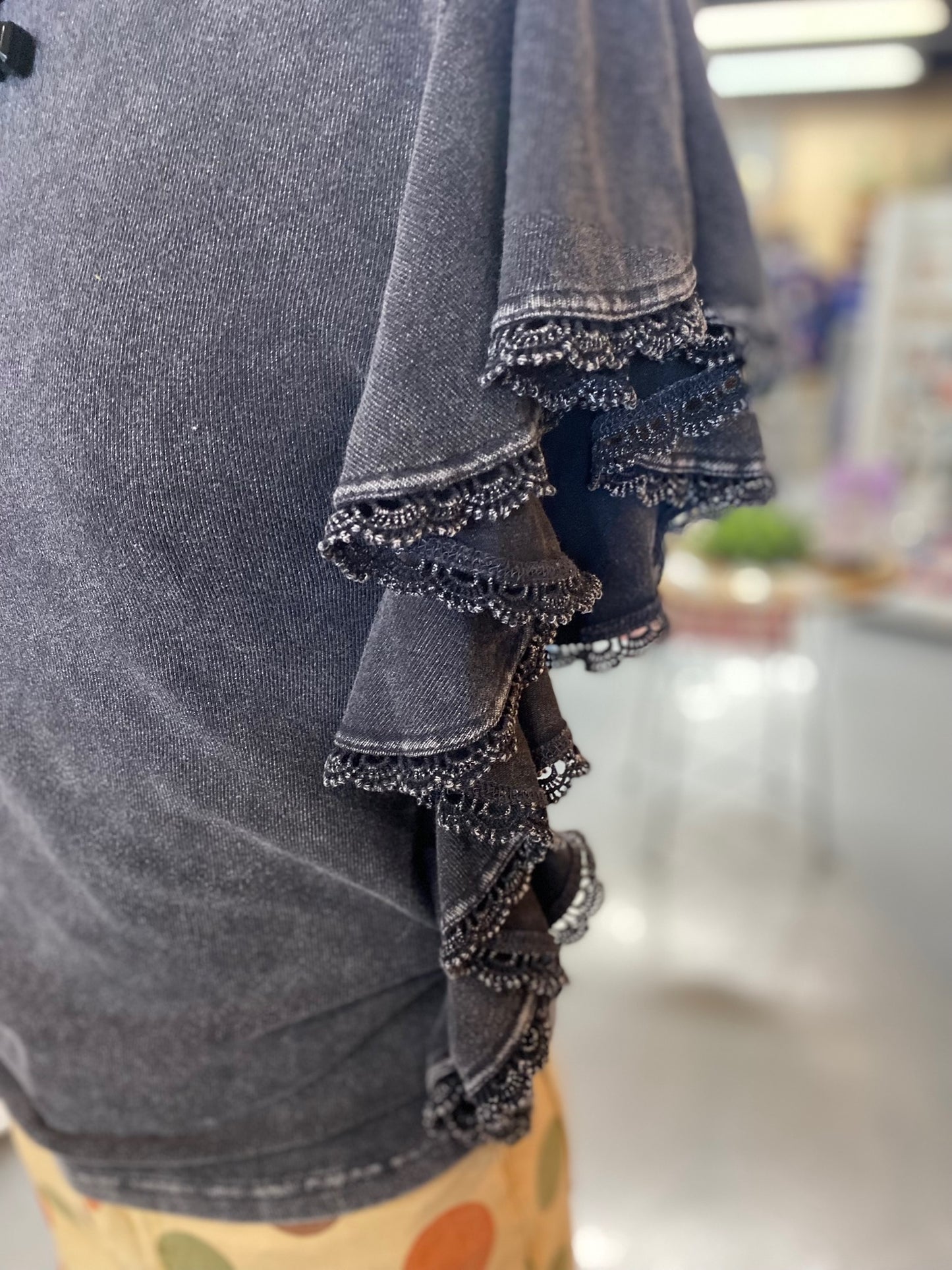 Martha Top Black Mineral Washed