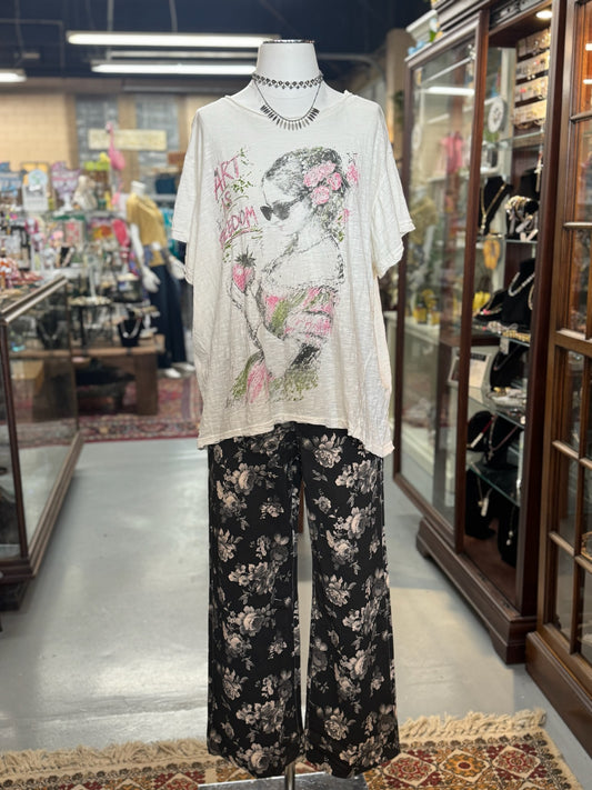 Floral Black Pants