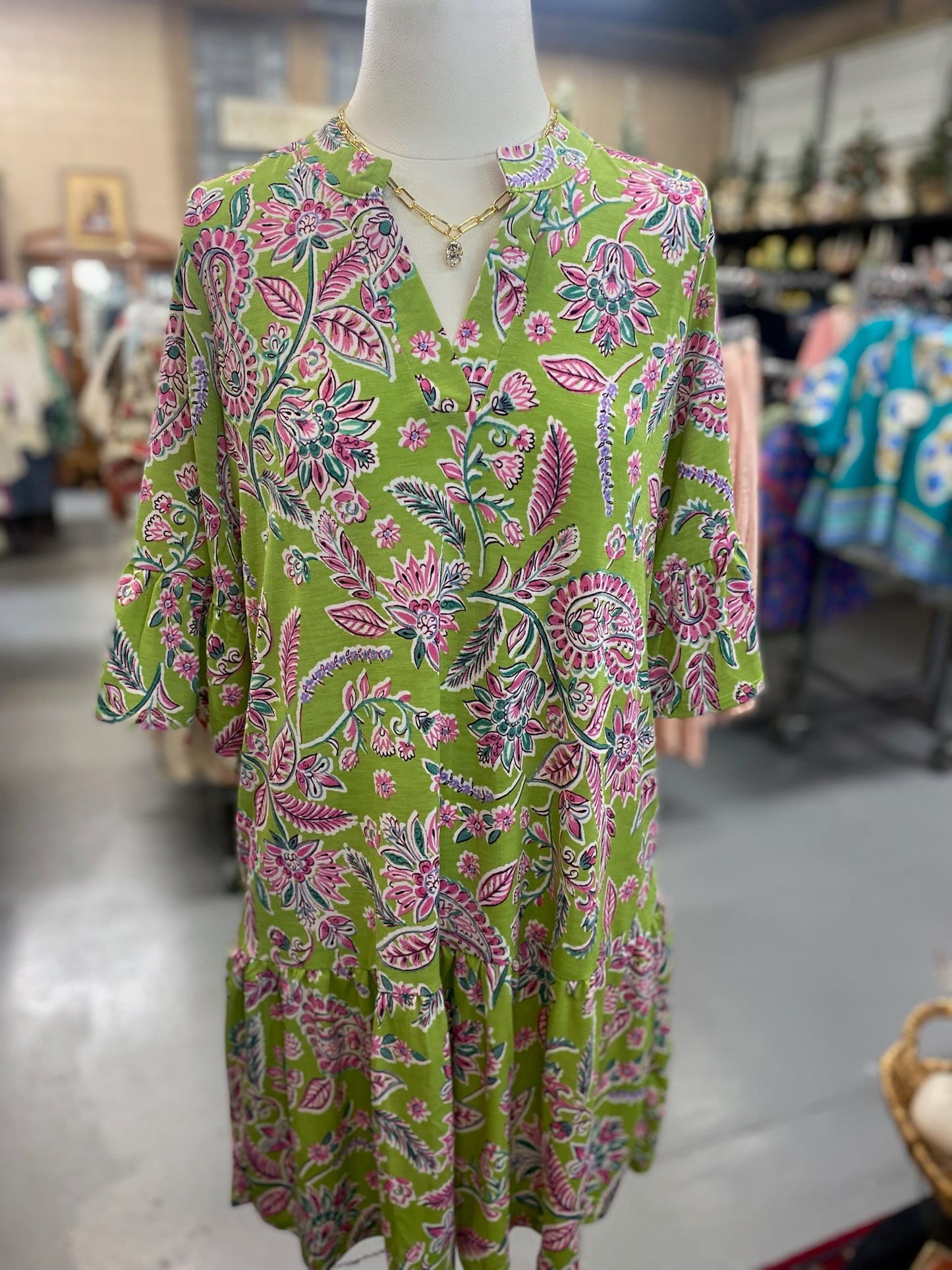 Morning Sage Dress with Pockets