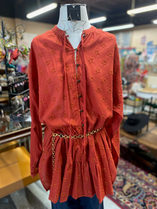 Starlight Galaxy Tunic in Rust with side slits