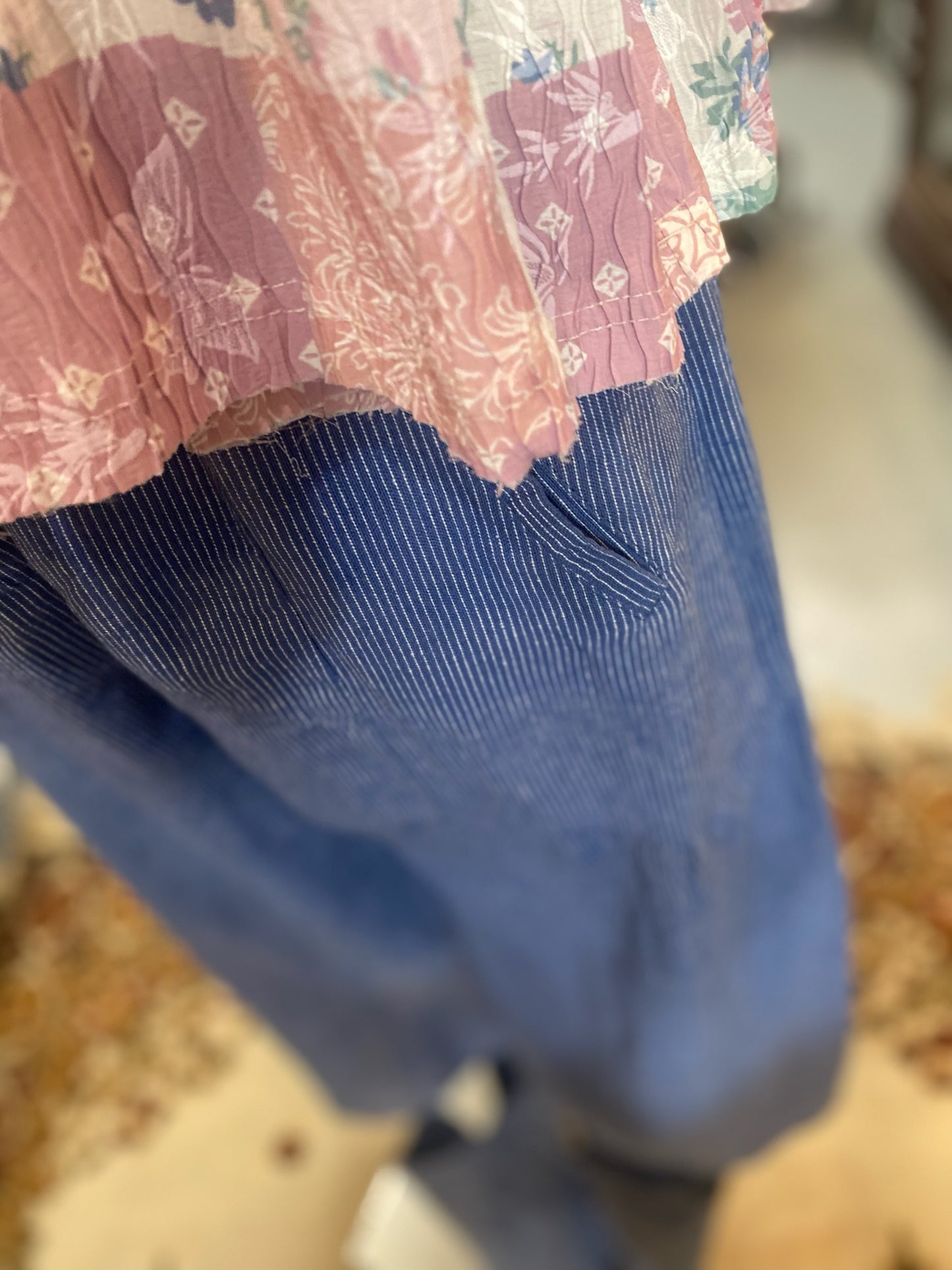 Wide Leg Linen Pant in Denim