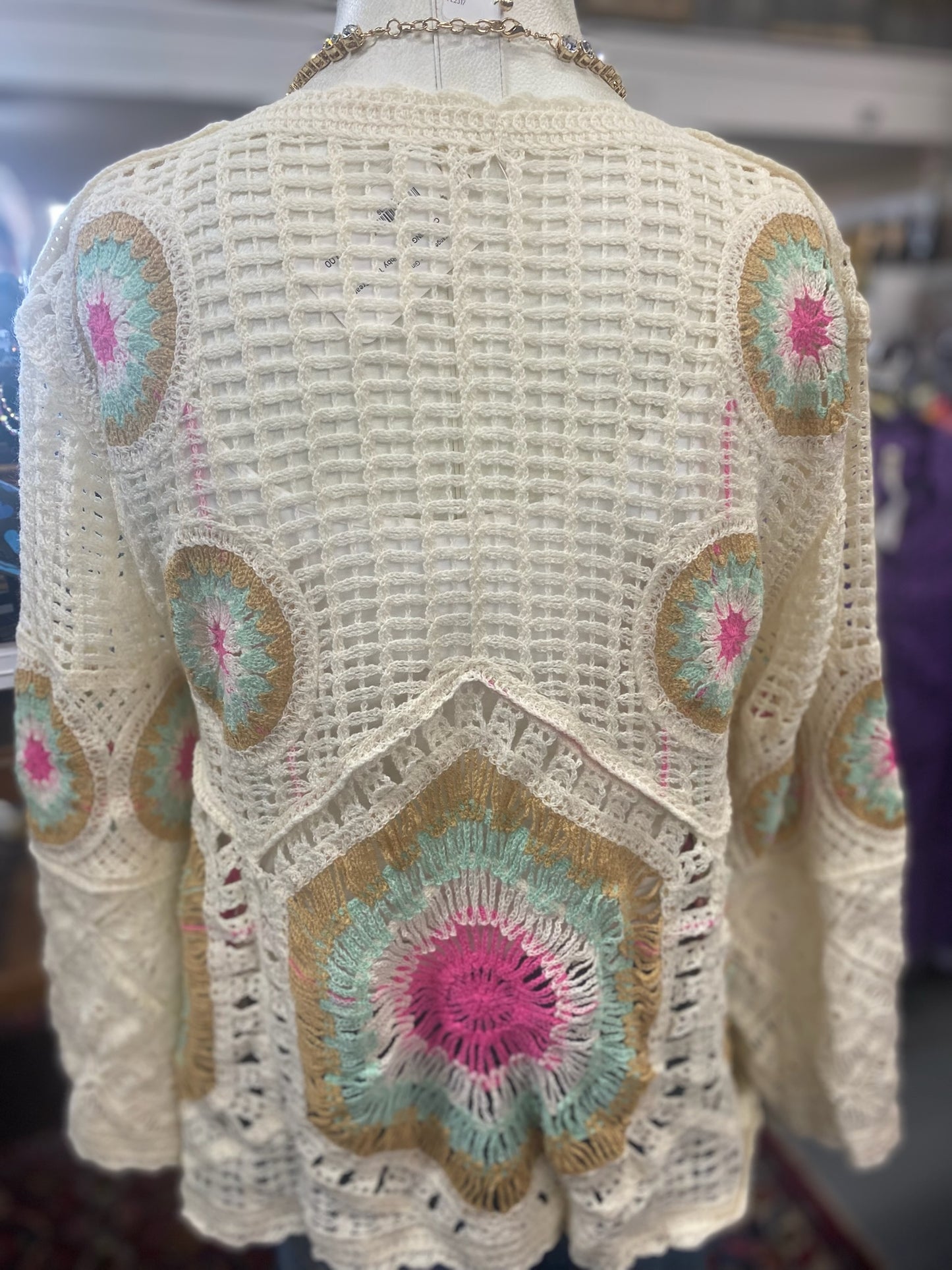 Libby Top in Cream all crocheted