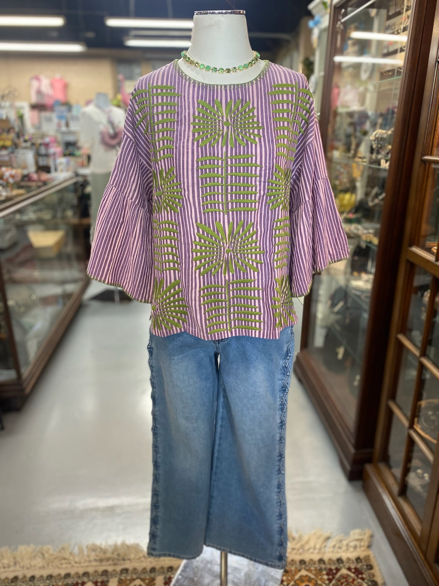 Elena Top in Purple with Embroidery