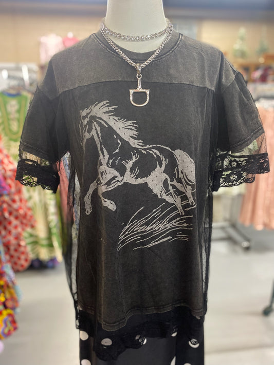 Wild Horse Lace Top in Black