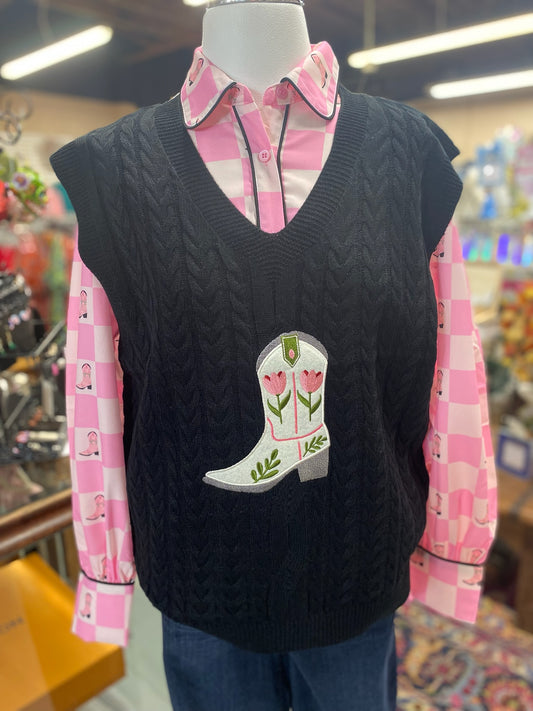 Kodi Vest in Black Embroidery Patch