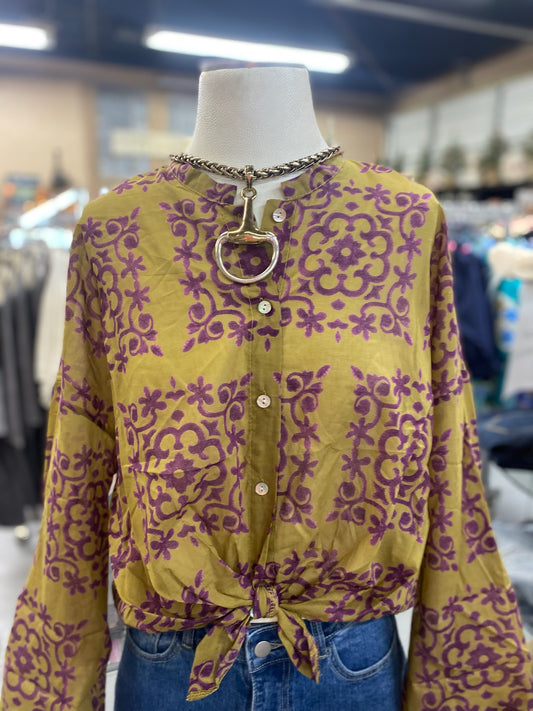 Pretty Fancy Top Green and Purple