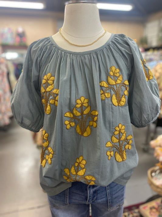 Appliqué Peasant Top