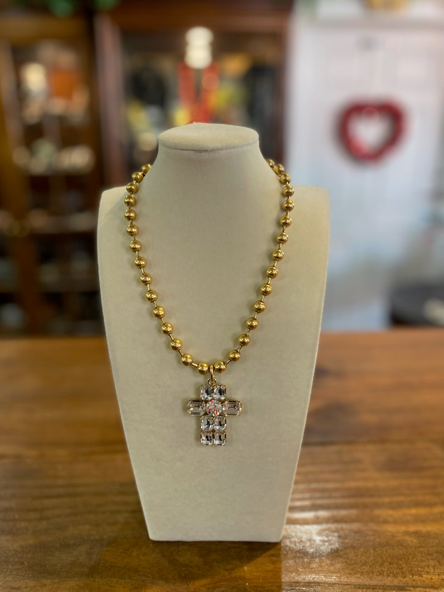 Crystal Gold Cross Necklace