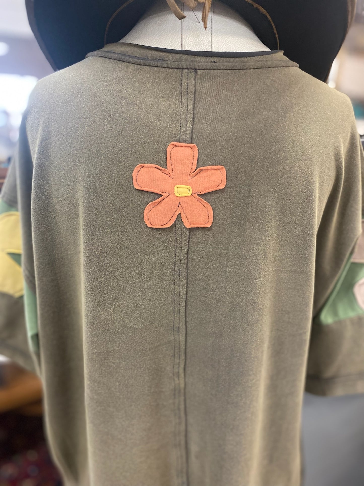 Ash Dress with Pockets and appliqué flowers
