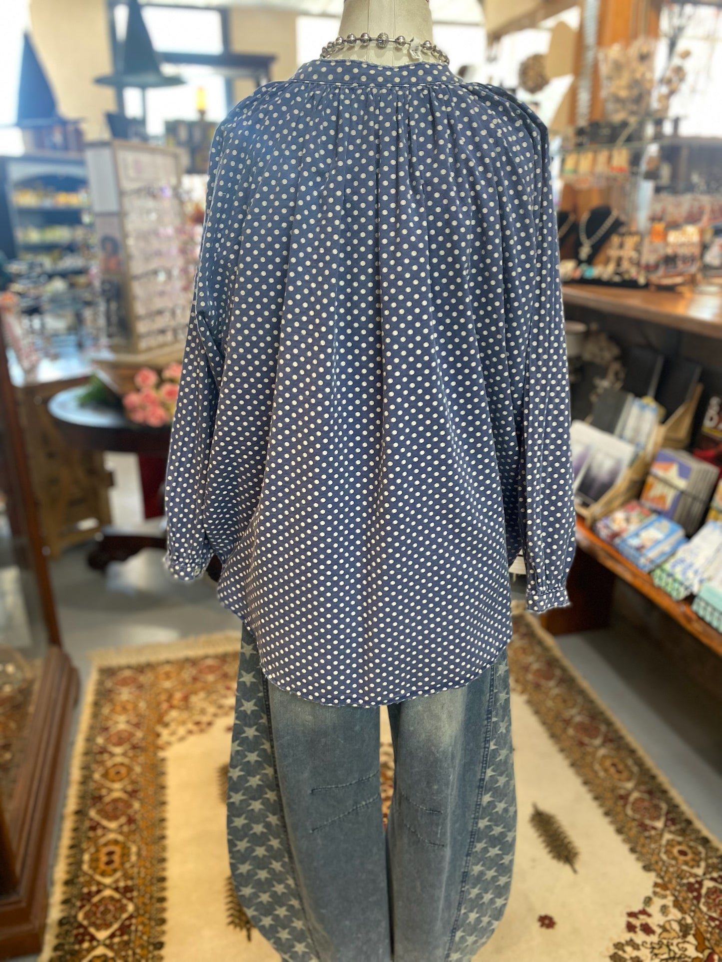 Sweet Nothing Top in Navy with White Polka Dots