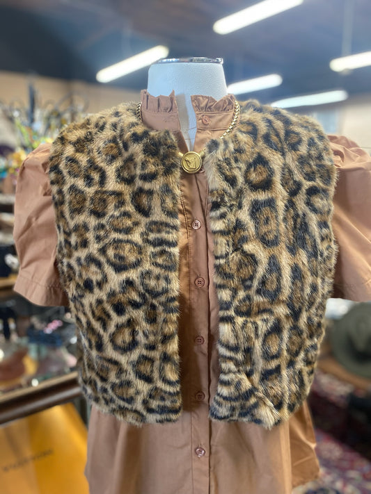 Leopard Faux Fur Vest