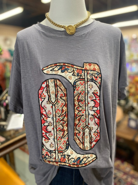 Boots Patchwork Basic T-shirt