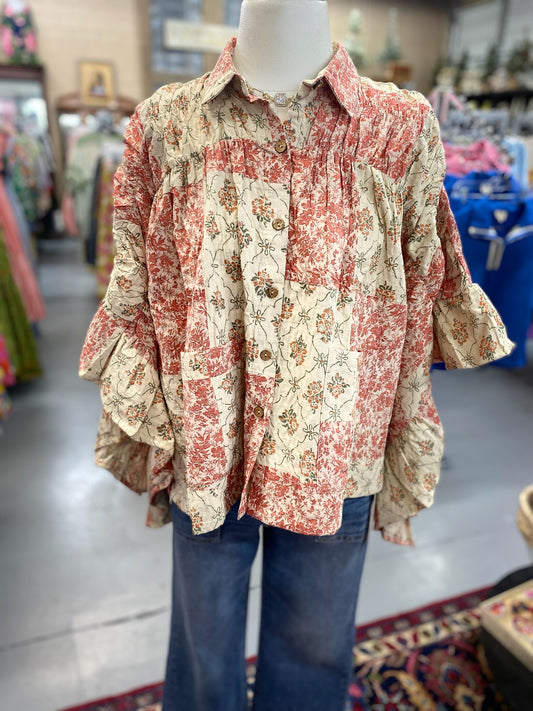 Florence Top in Floral poncho style, but the sleeves are sewn