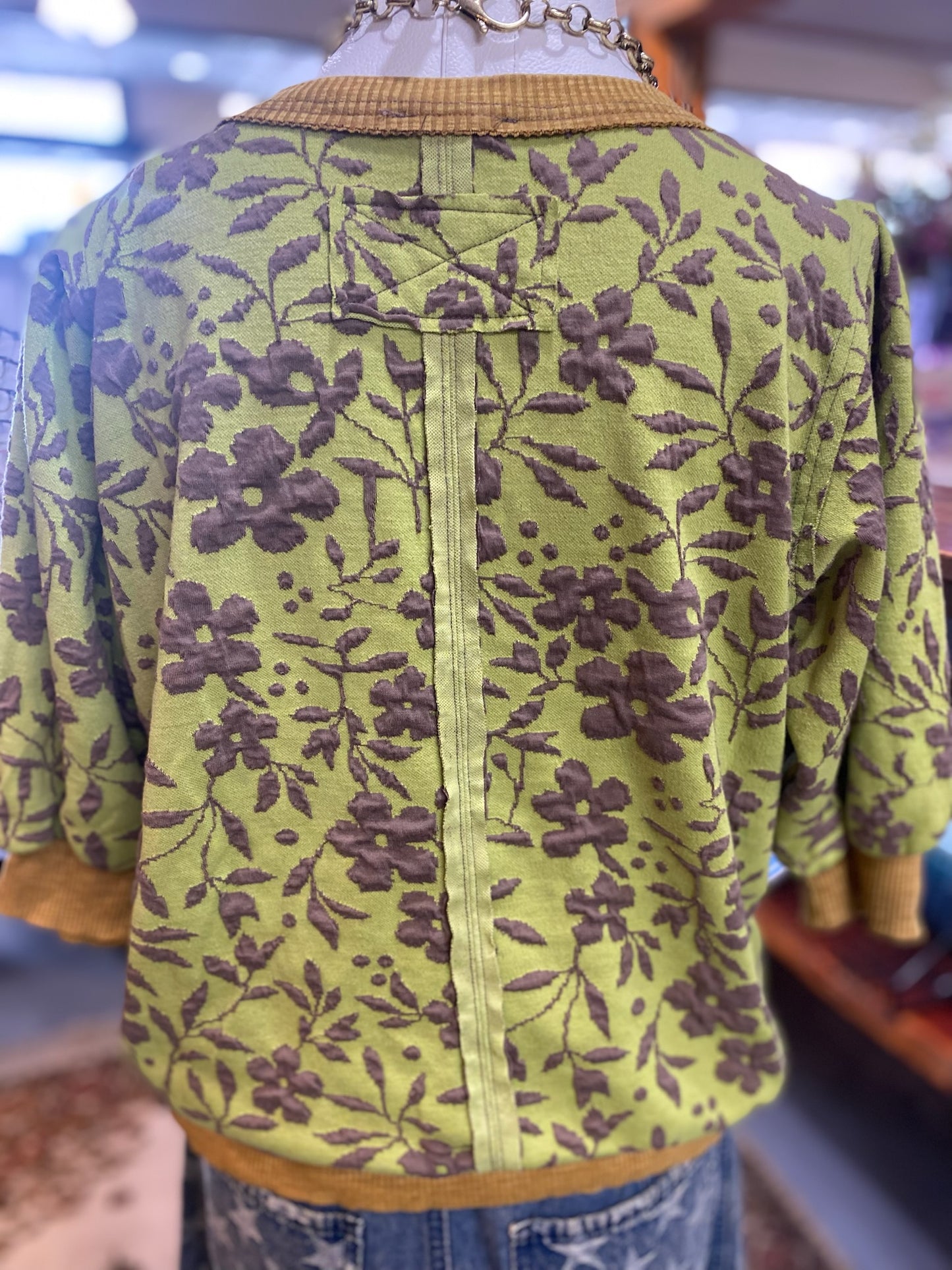 Flower Pattern Matcha Green Top