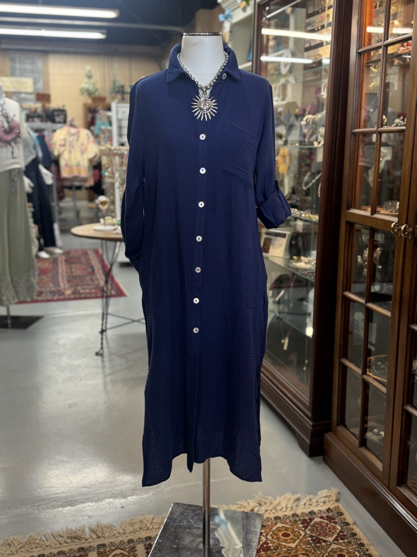 Coastal Navy Dress with Pockets