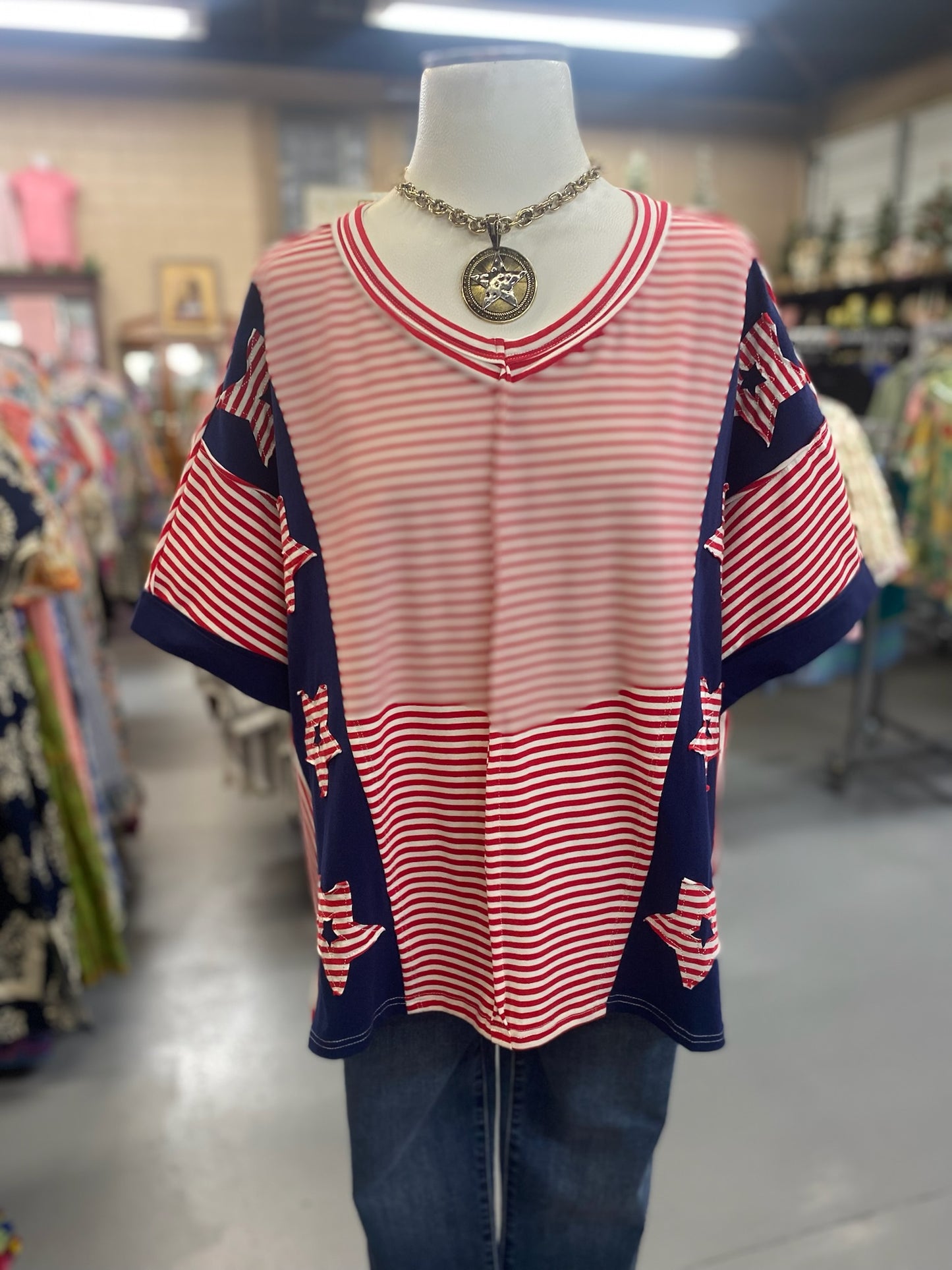 Starry Top with appliqué stars