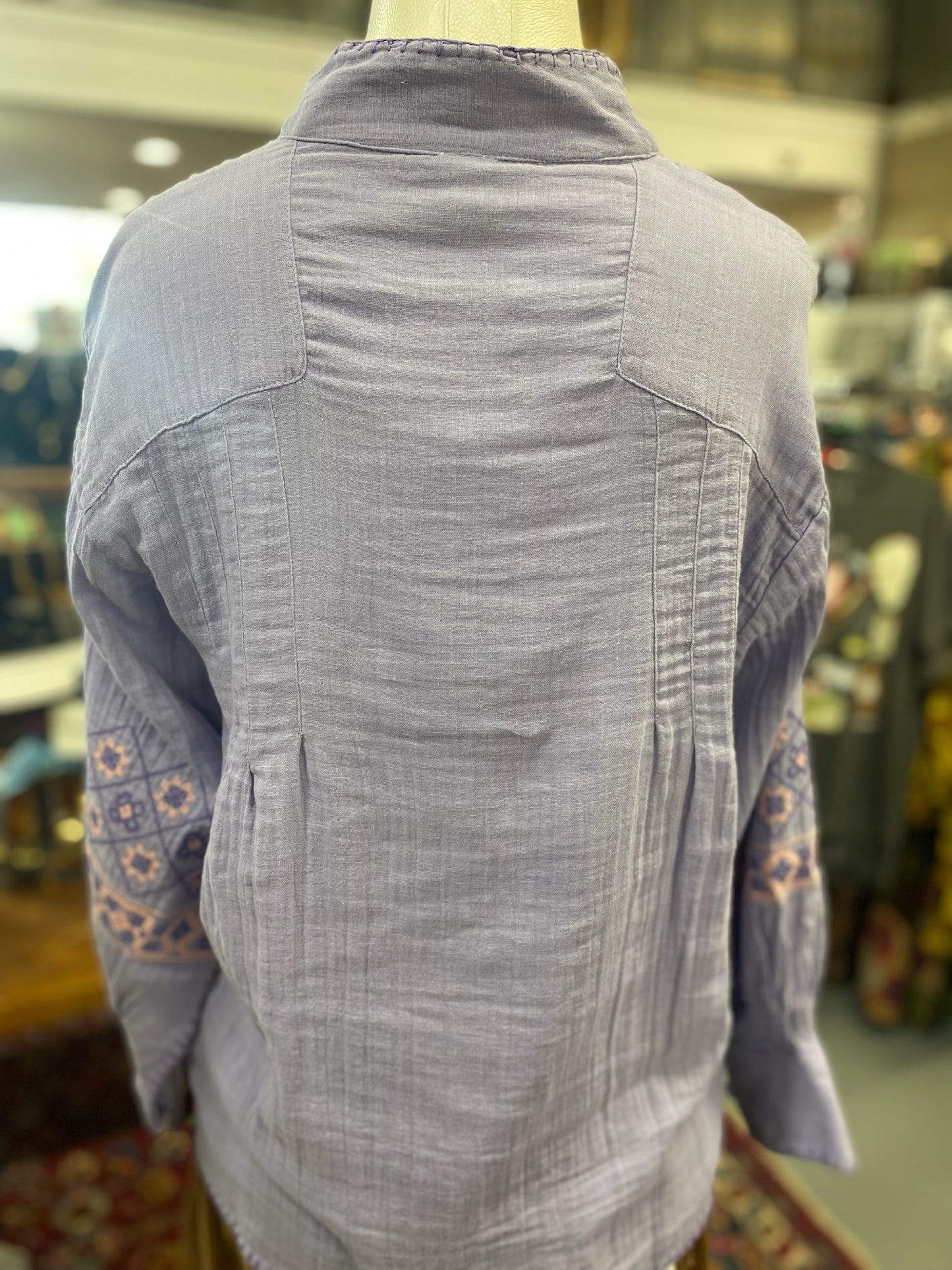 Gauze Cross Stitch Top with Embroidery