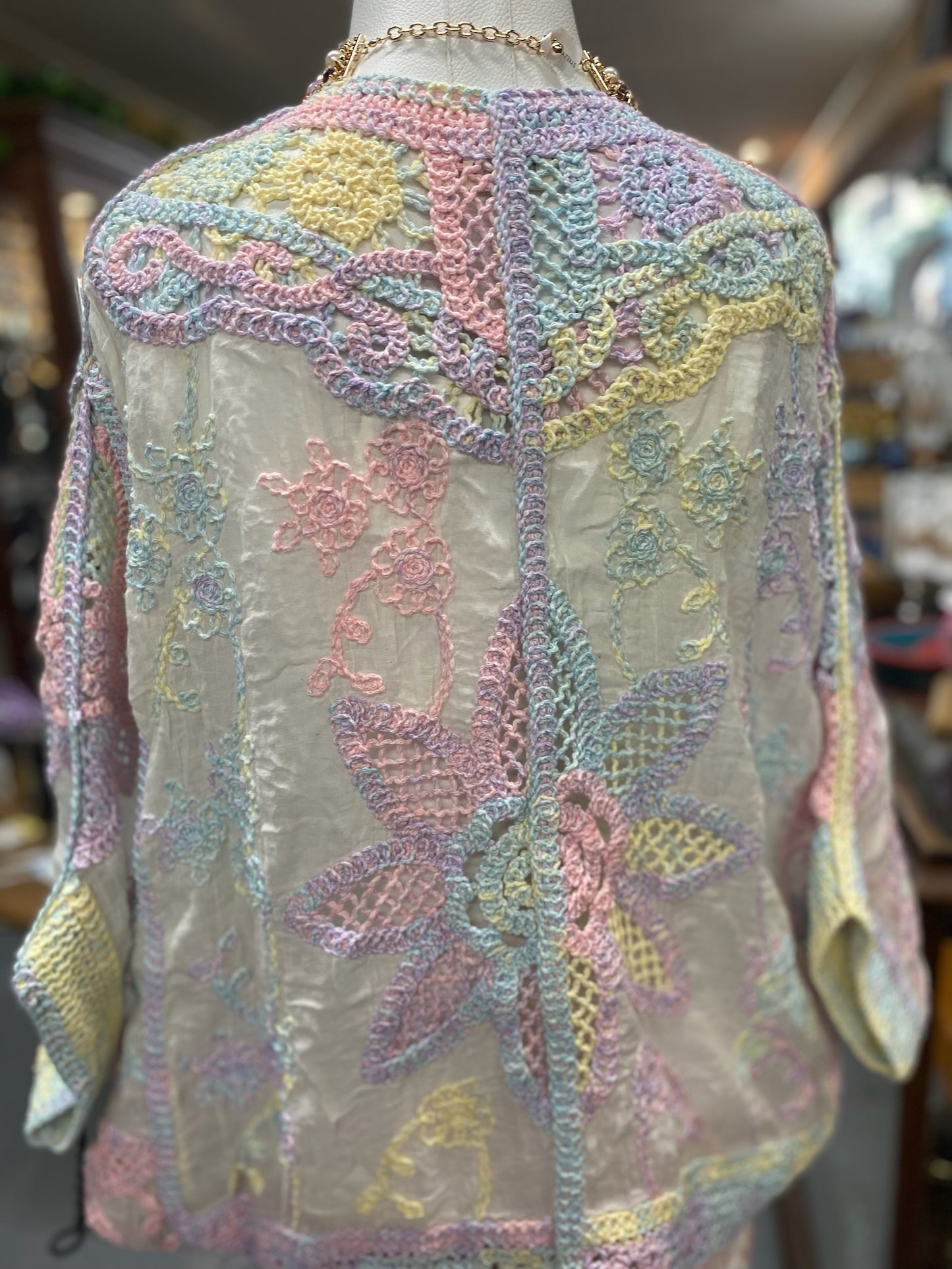 Rainbow Crochet Top with Buttons