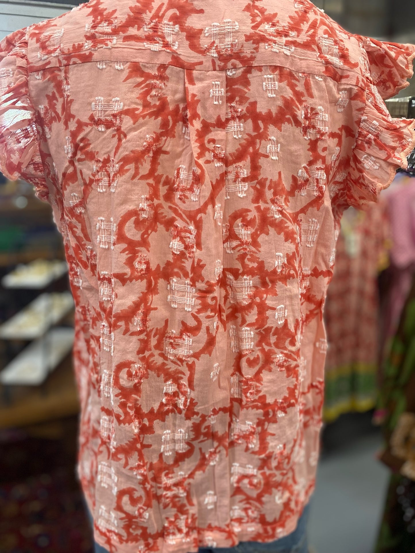 Pretty Paisley Top in Coral