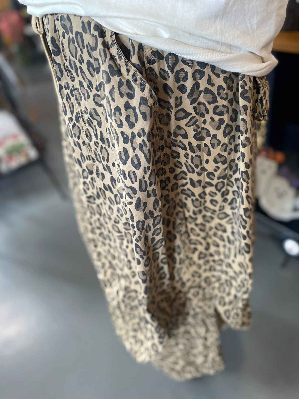 Leopard Ballon Skirt with drawstring and pockets