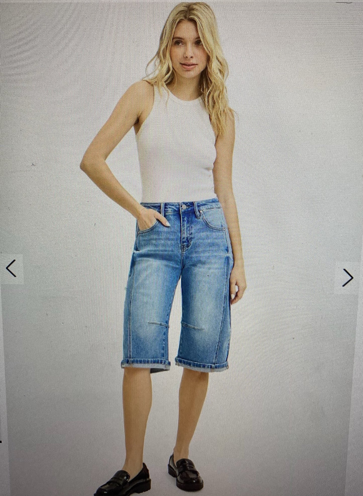 Mid Rise Fit Barrel Long Cuffed Shorts