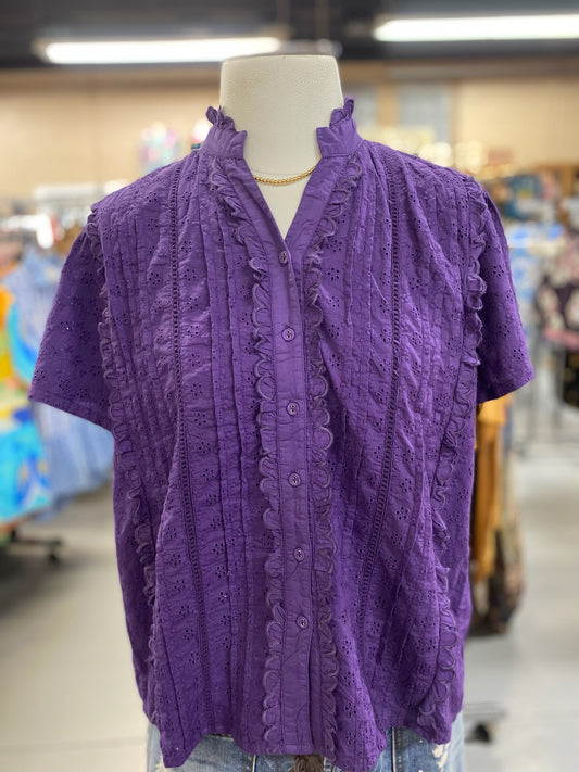 Lilly Top in Purple with Eyelets