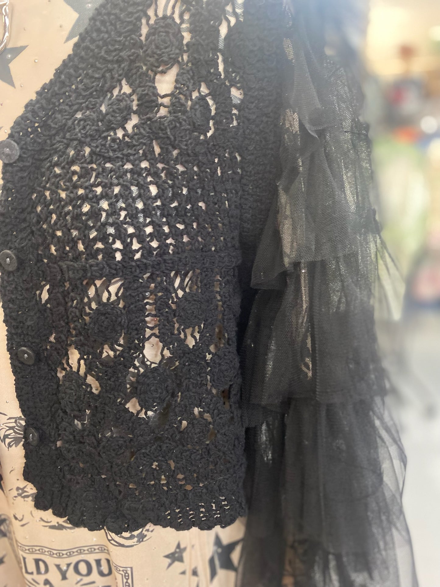 Crochet Cropped Vest in Black