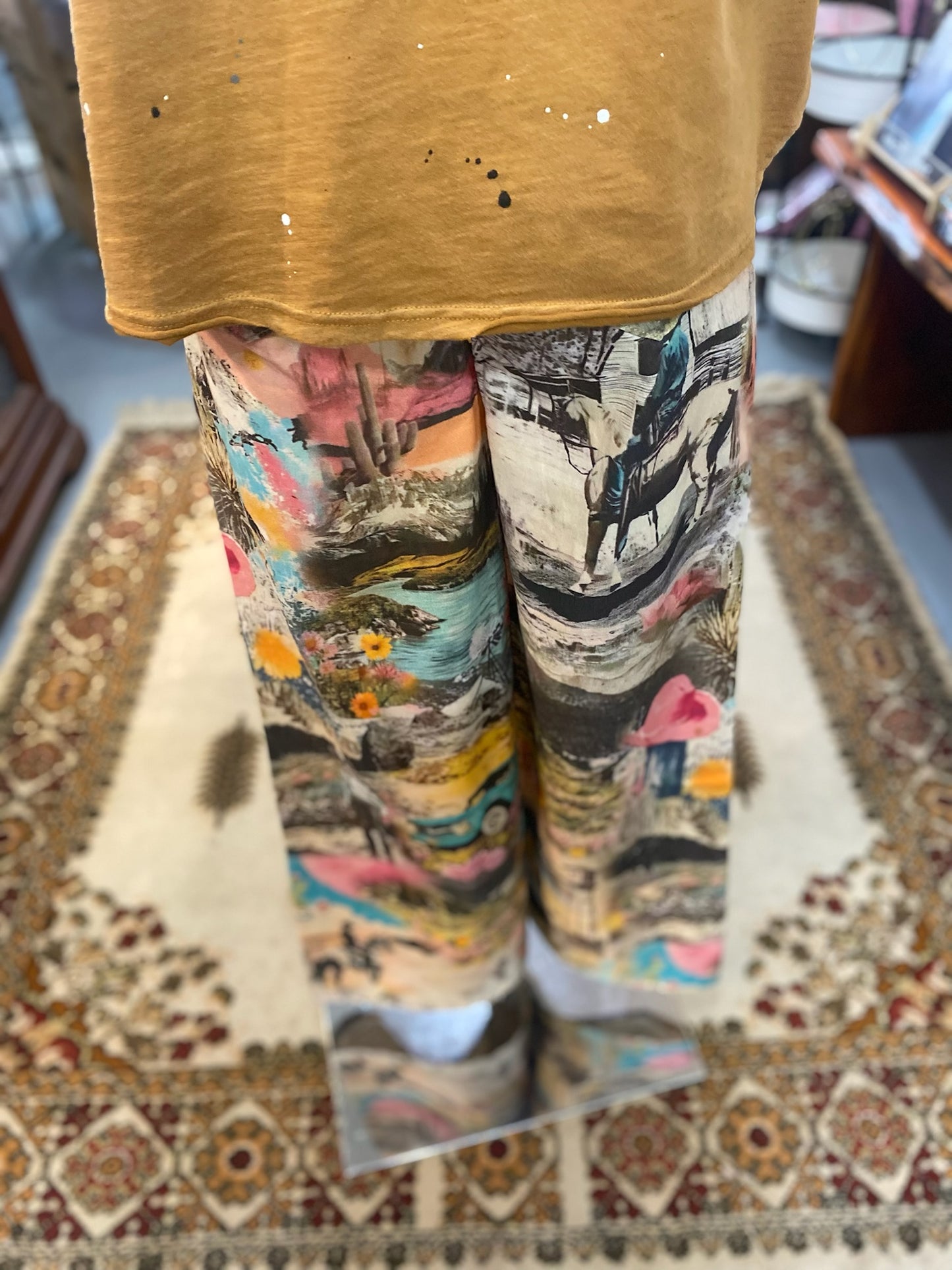 Pink Western Collage Pants