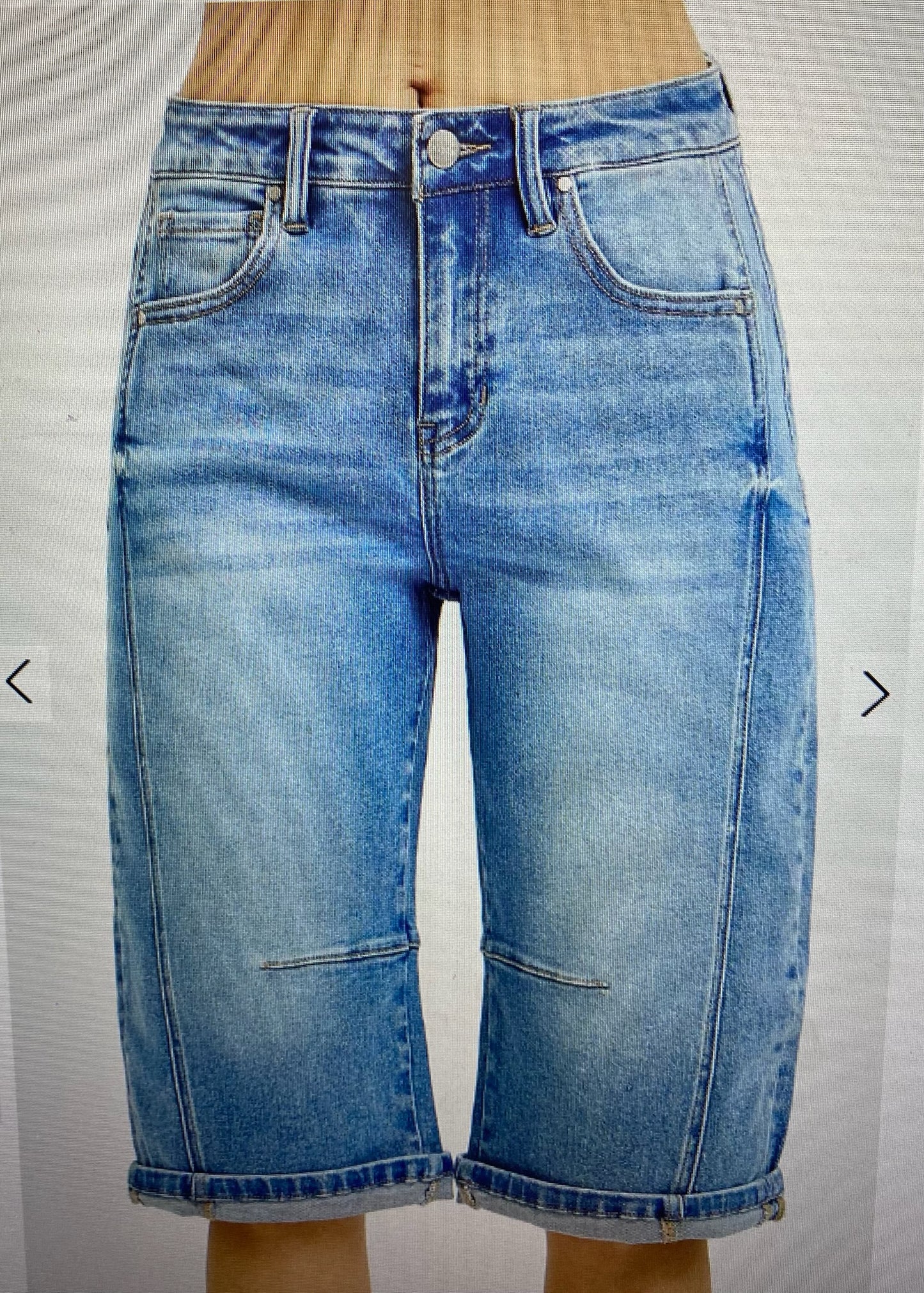 Mid Rise Fit Barrel Long Cuffed Shorts