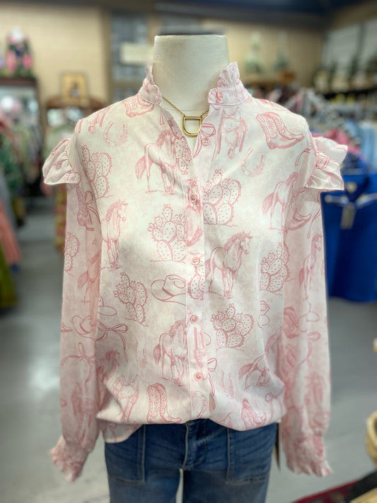 Bridget Western Top in Pink
