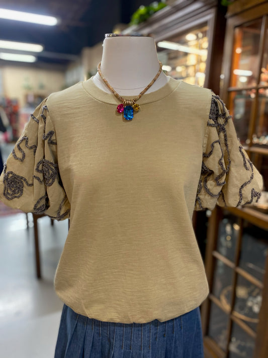 Bubble Sleeve Top with banded bottom