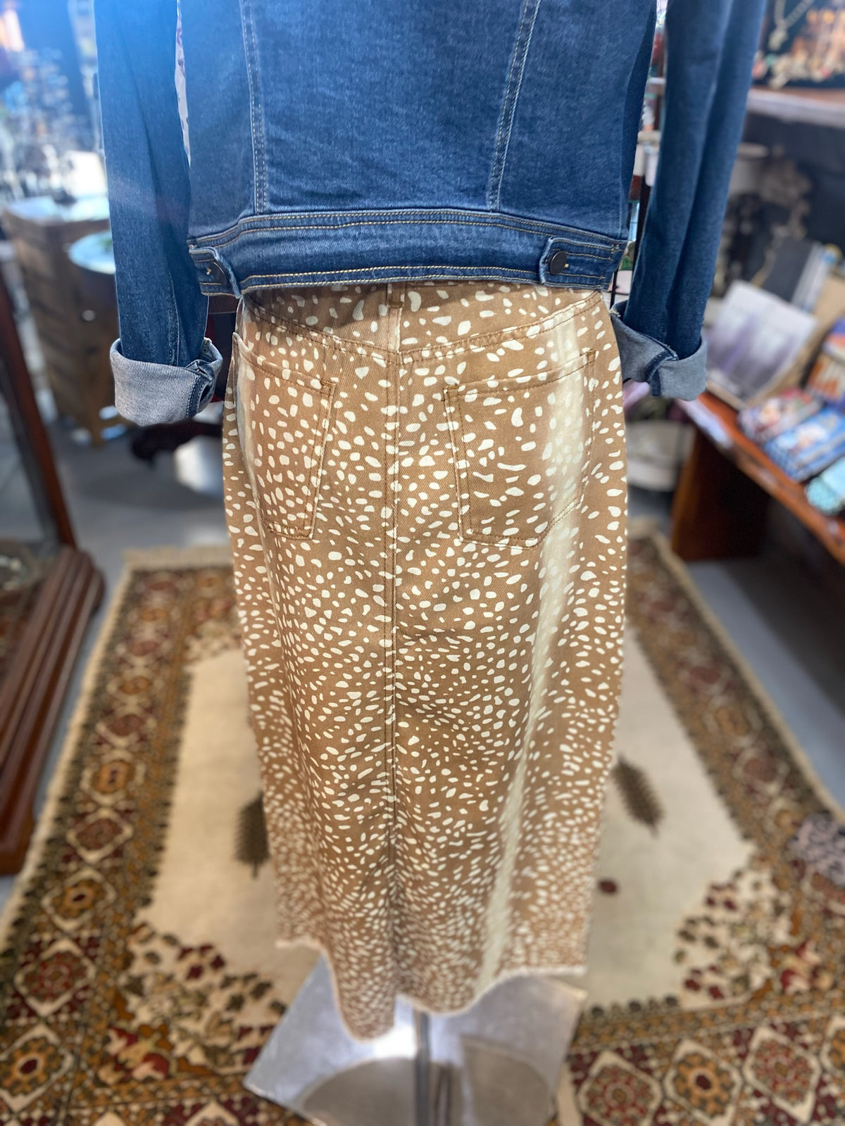 Deer Print Skirt with pockets and front slit