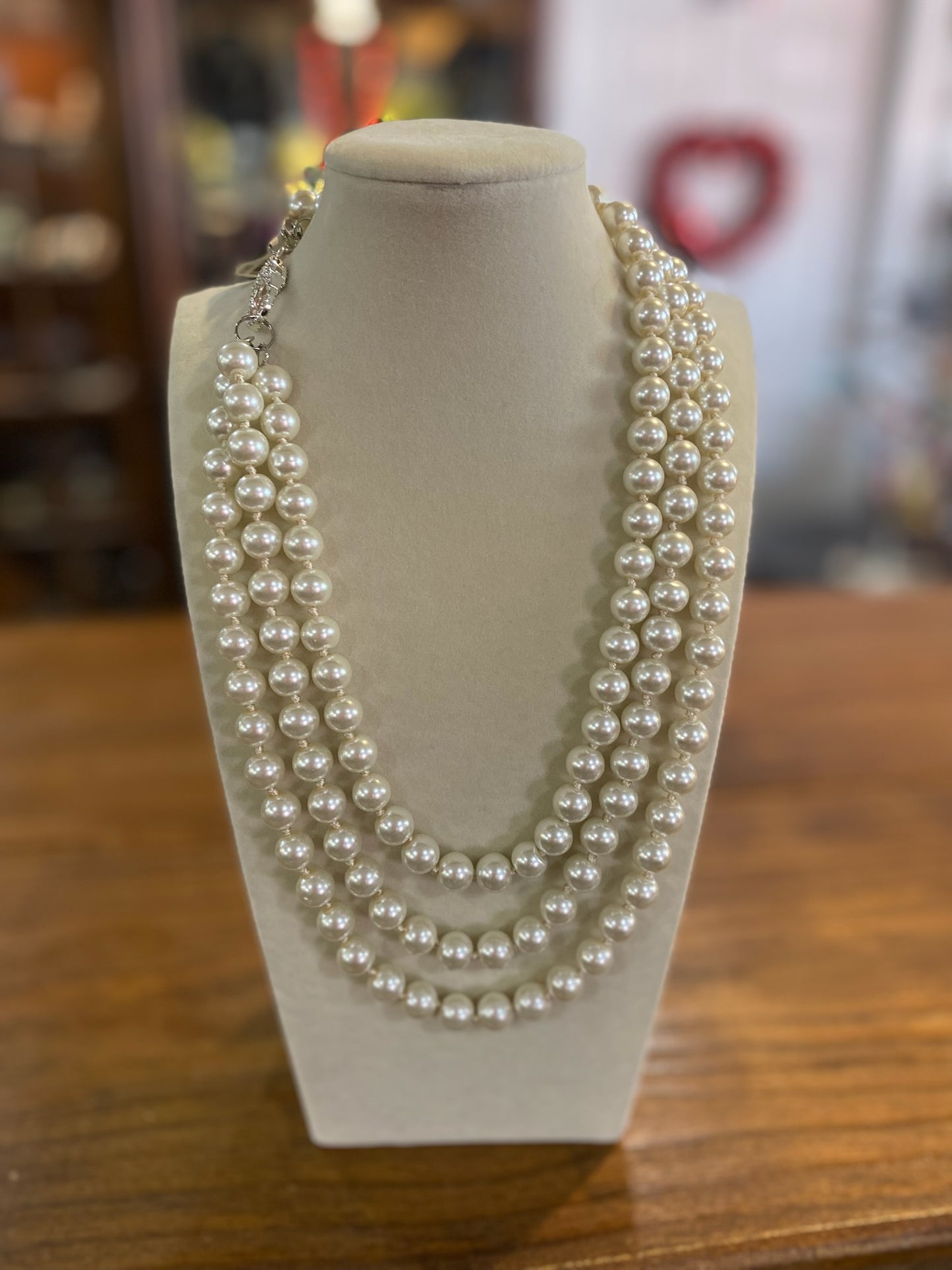 Pearl Necklace with Three Strands Attached