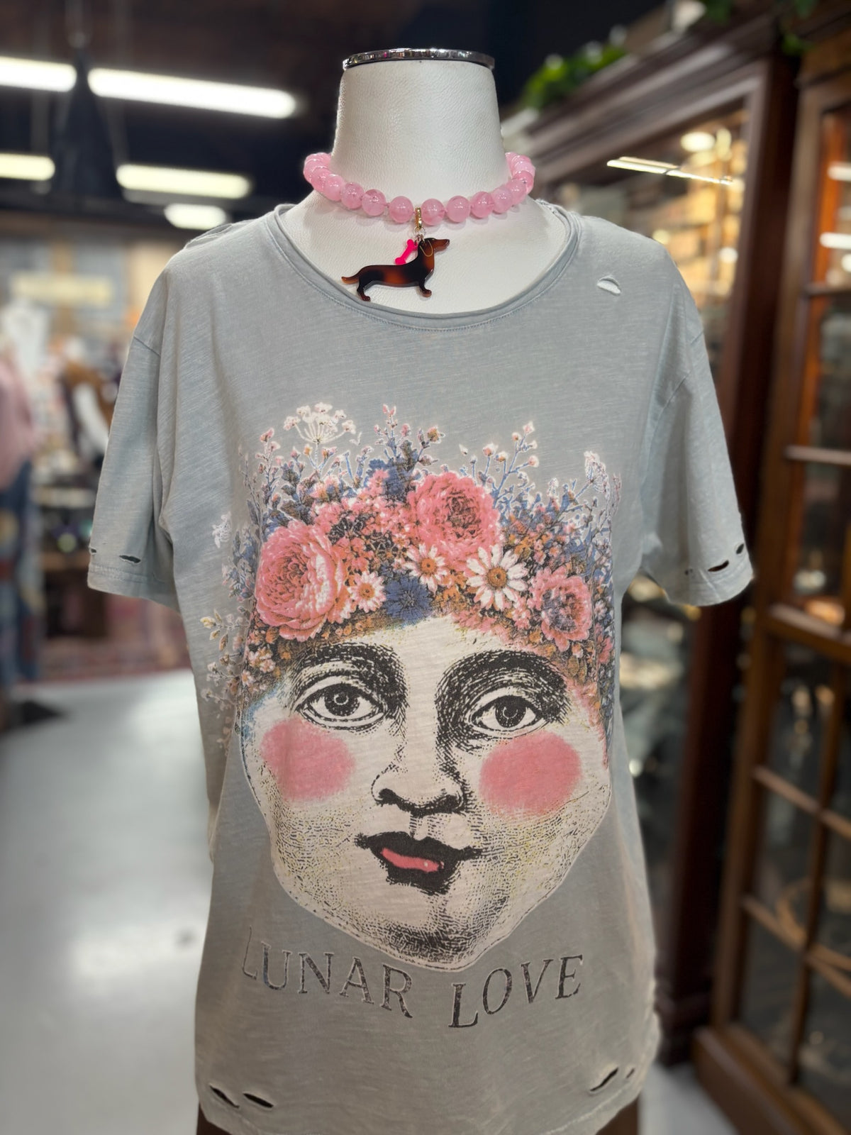 Lunar Love T-shirt with distressing