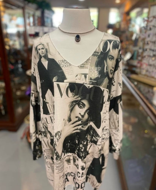 chic Vogue inspired graphic top crafted from 90% cotton with a relaxed fit, ideal for everyday style and comfort up to XL